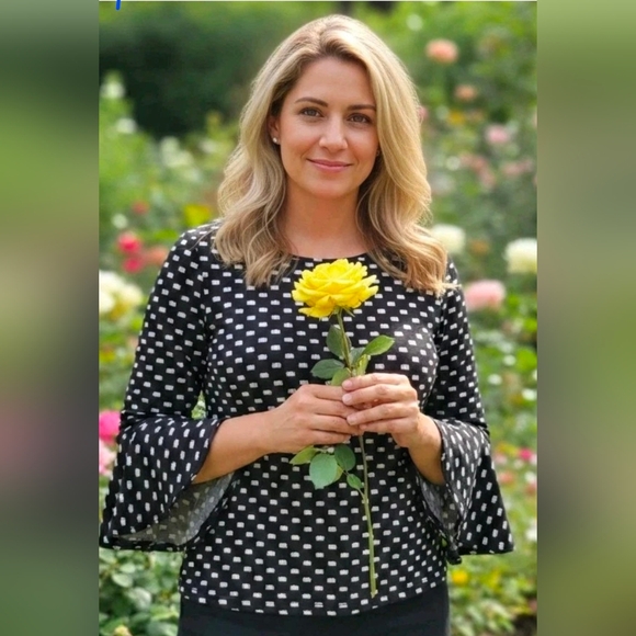 Adrianna Papell Y2K Whimsigoth Bell Sleeve Black Knit Top Size XL Flowy - Picture 2 of 8